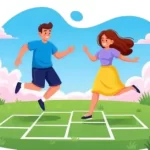 casal-pulando-amarelinha-no-quintal