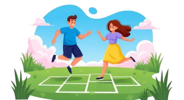 casal-pulando-amarelinha-no-quintal