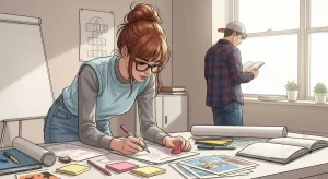 Dois-estudantes-numa-sala-fazendo-um-projeto-escolar