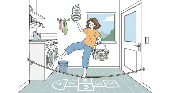 ilustração de mulher se equilibrando em uma corda