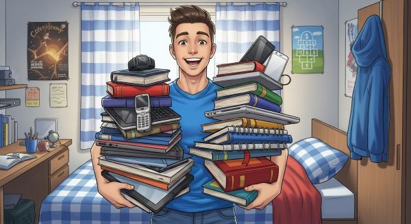 adolescente-segurando-vários-livros-e-objetos-tecnológicos-nas mãos