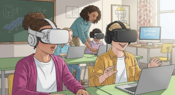 criaças-em-sala-de-aula-utilizando-óculos-de-realidade-virtual