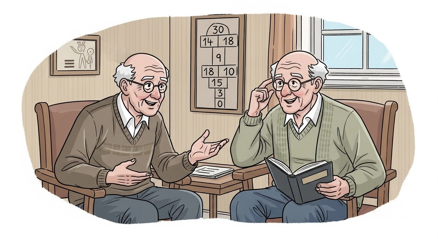 dois-idosos-conversando-sentados-com-livros-nas-maos