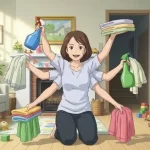 ilustracao-engracada-de-mae-com-varios-bracos-fazendo-multiplas-tarefas