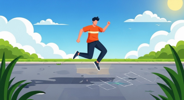 ilustracao-flat-desing-de-garoto-pisando-no-primeiro-quadrado-de-uma-amarelinha