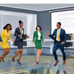 ilutração de executivos pulando amarelinha2