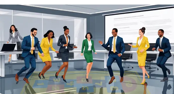 ilutração de executivos pulando amarelinha2