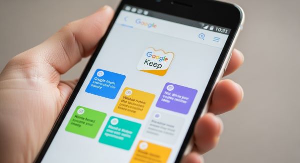mão segurando celular com google KEEP